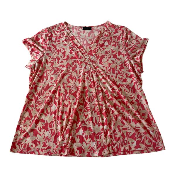 Lane Bryant Pink Floral Blouse Top Stretch Plus Sz 3X Work Office Career Spring - Picture 1 of 9